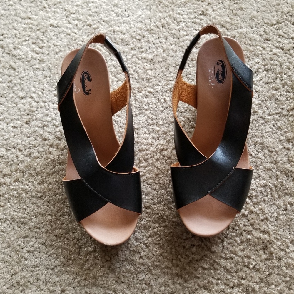Dr. Scholls Black Wedge Sandal